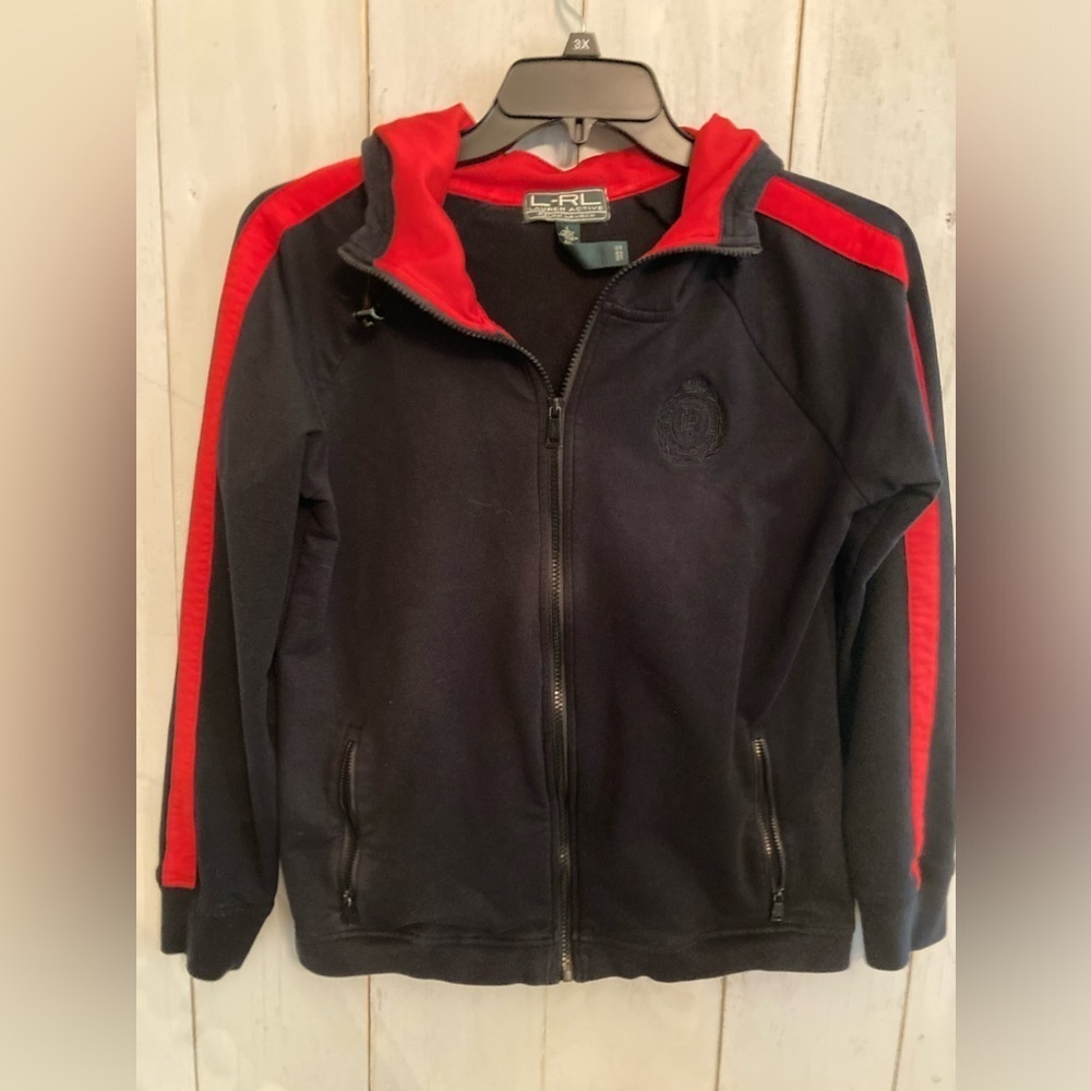 Lauren Ralph Lauren ACTIVE Hoodie Women's Full Zip Size Large Black & Red